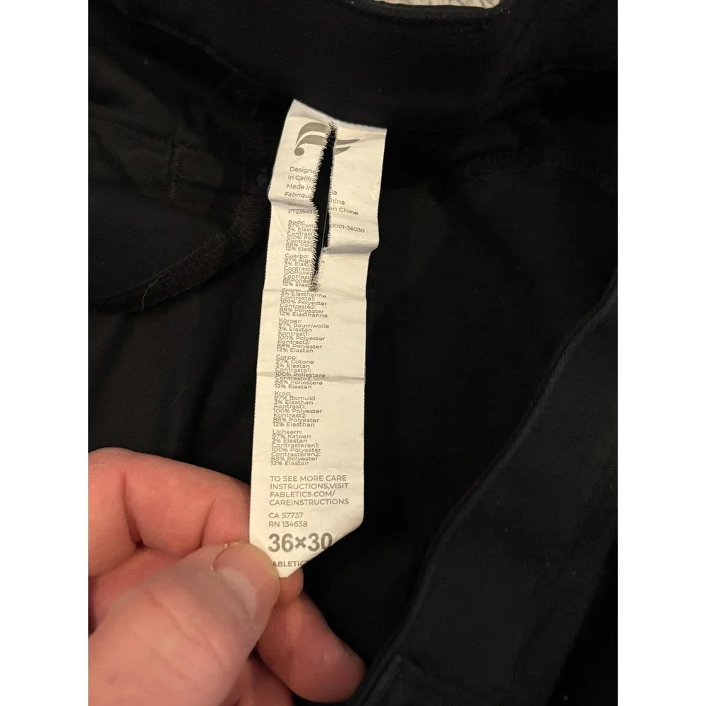 Fabletics Dress Pants Mens 36x30 (36x26) Black Casual Performance Slacks Stretch